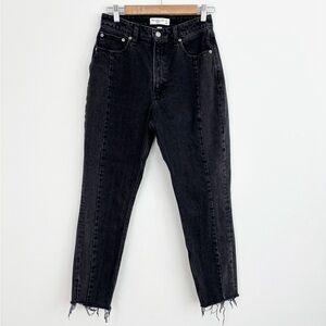 Abercrombie & Fitch Black The Mom High Rise Curve Frayed Hem Jeans Size 27/4